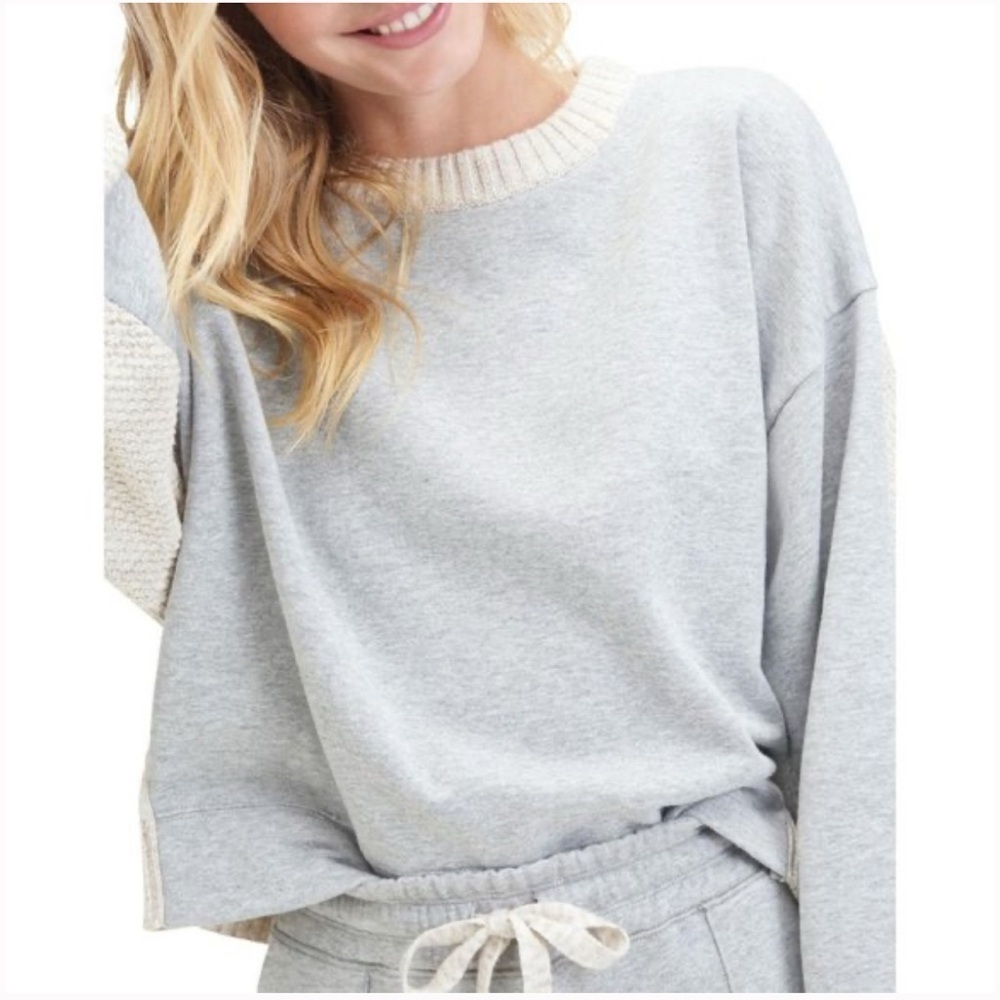 Splendid Womens Jayla Mixed Media Hi-Low Shirt Pullover Sweater Top Size xs